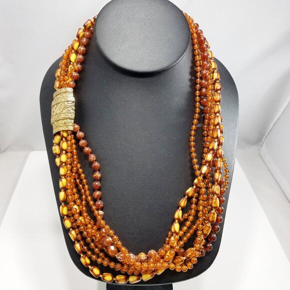 Vintage Selini Lucite Multi-strand Necklace, Decorative Clasp, 1960s Jewelry - Picture 10 of 10